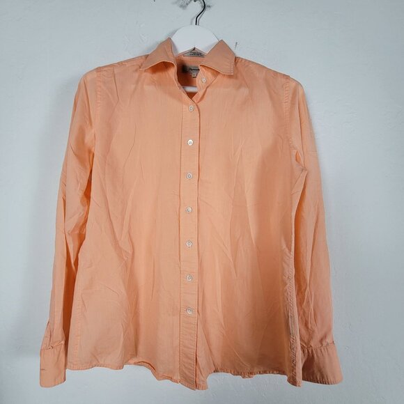 Faconnable Women Peach Button-Down Long Sleeve Shirt Medium Cotton Casual Blouse - Picture 1 of 7
